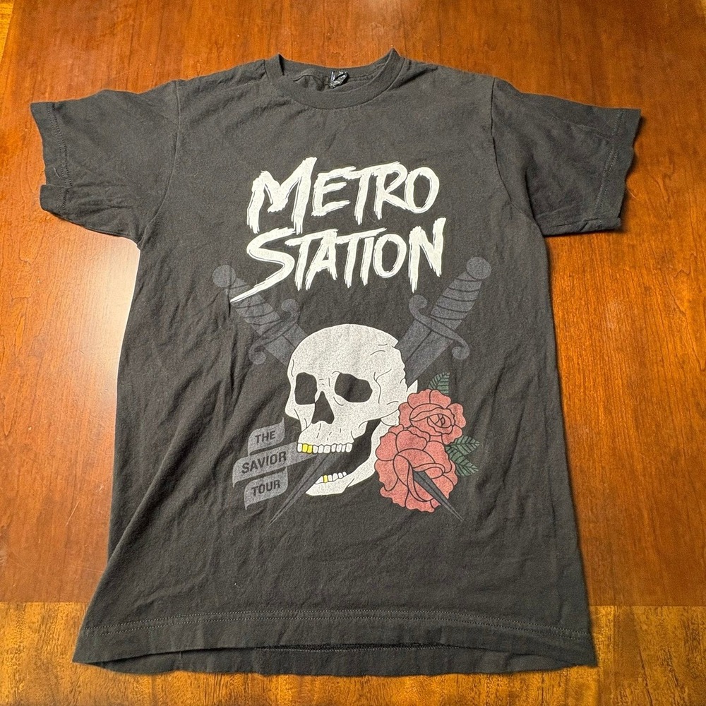 Metro Station The Savior Tour Black Band T-Shirt Small 17x24